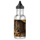 Schwarzes Labrador Retriever Log Kabine Herbst Edelstahlflasche (Rechts)