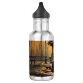 Schwarzes Labrador Retriever Log Kabine Herbst Edelstahlflasche (Links)