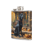 Schwarzes Labrador Retriever Log Kabine Herbst Flachmann (Links)