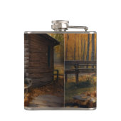 Schwarzes Labrador Retriever Log Kabine Herbst Flachmann (Rückseite)