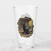 Schwarzes Labrador Retriever Log Kabine Herbst Glas (Rückseite)