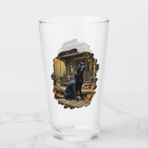 Schwarzes Labrador Retriever Log Kabine Herbst Glas