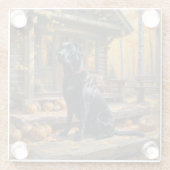 Schwarzes Labrador Retriever Log Kabine Herbst Glasuntersetzer (Rückseite)