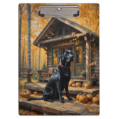 Schwarzes Labrador Retriever Log Kabine Herbst Klemmbrett (Vorderseite)