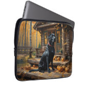 Schwarzes Labrador Retriever Log Kabine Herbst Laptopschutzhülle (Vorne Rechts)