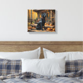 Schwarzes Labrador Retriever Log Kabine Herbst Leinwanddruck (Insitu (Schlafzimmer))