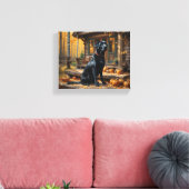 Schwarzes Labrador Retriever Log Kabine Herbst Leinwanddruck (Insitu (Wohnzimmer))