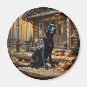 Schwarzes Labrador Retriever Log Kabine Herbst Magnet