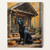 Schwarzes Labrador Retriever Log Kabine Herbst Planer (Rückseite)