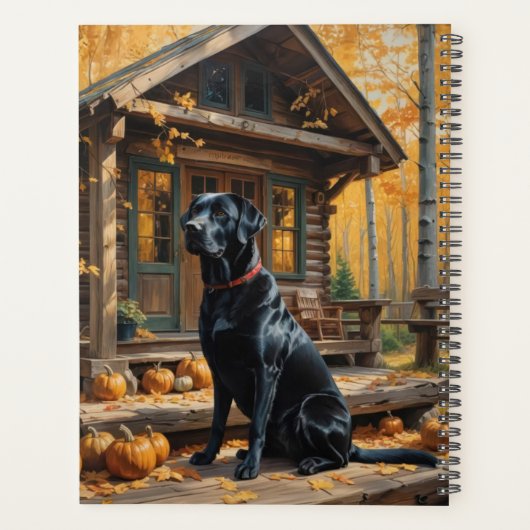 Schwarzes Labrador Retriever Log Kabine Herbst Planer (Rückseite)