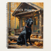 Schwarzes Labrador Retriever Log Kabine Herbst Planer (Vorderseite)