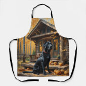 Schwarzes Labrador Retriever Log Kabine Herbst Schürze (Vorderseite)