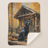 Schwarzes Labrador Retriever Log Kabine Herbst Sherpadecke (Vorderseite)