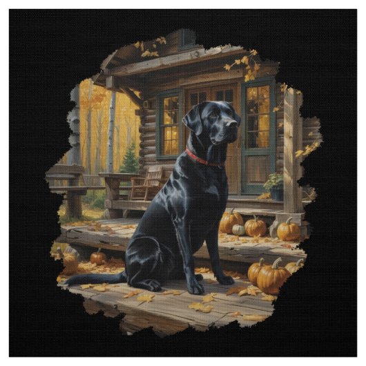 Schwarzes Labrador Retriever Log Kabine Herbst Stoff (Muster)