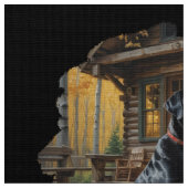 Schwarzes Labrador Retriever Log Kabine Herbst Stoff (Nahaufnahme)