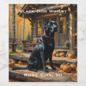 Schwarzes Labrador Retriever Log Kabine Herbst Weinetikett (Einzelnes Label)