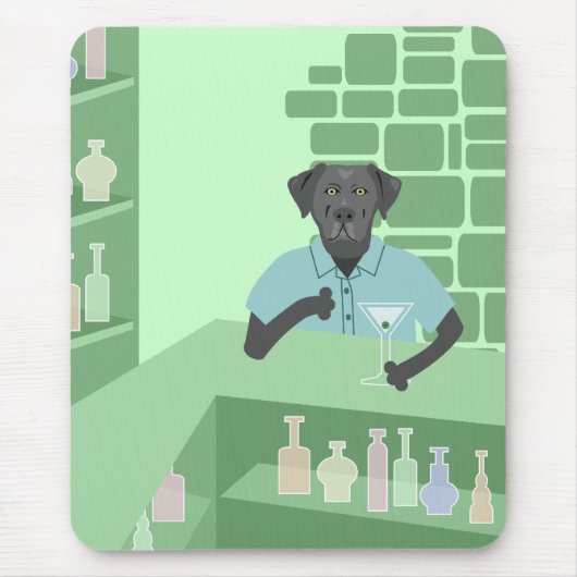 Schwarzes Labrador-Retriever-Martini-Bar Mousepad (Vorne)