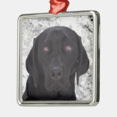 Schwarzes Labrador retriever Silbernes Ornament (Links)