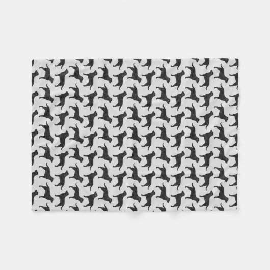 Schwarzes Labrador-Retriever-Silhouette-Muster Fleecedecke (Vorderseite (Horizontal))