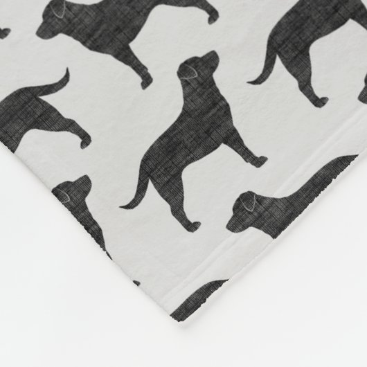 Schwarzes Labrador-Retriever-Silhouette-Muster Fleecedecke (Ecke)