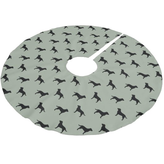 Schwarzes Labrador-Retriever-Silhouette-Muster Polyester Weihnachtsbaumdecke (Schrägansicht)