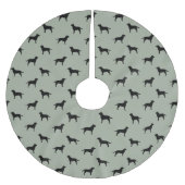 Schwarzes Labrador-Retriever-Silhouette-Muster Polyester Weihnachtsbaumdecke (Vorderseite)