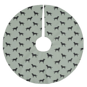 Schwarzes Labrador-Retriever-Silhouette-Muster Polyester Weihnachtsbaumdecke