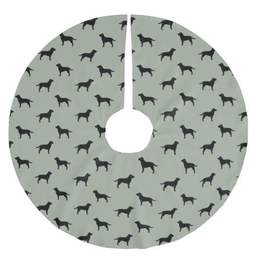 Schwarzes Labrador-Retriever-Silhouette-Muster Polyester Weihnachtsbaumdecke (Vorderseite)