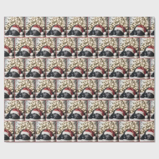 Schwarzes Labrador Retriever Tragetragene Weihnach Geschenkpapier (Flach)