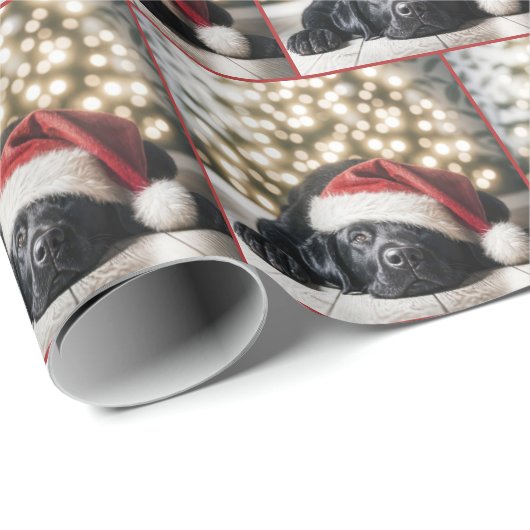 Schwarzes Labrador Retriever Tragetragene Weihnach Geschenkpapier (Rolleneckpunkt)