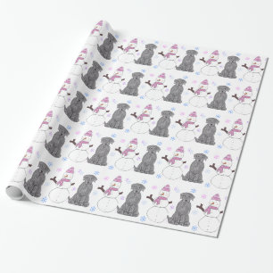 Schwarzes Labrador retriever und Schneemann Geschenkpapier
