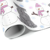 Schwarzes Labrador retriever und Schneemann Geschenkpapier (Rolleneckpunkt)
