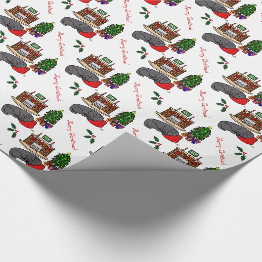 Schwarzes Labrador retriever-Weihnachten Geschenkpapier (Ecke)