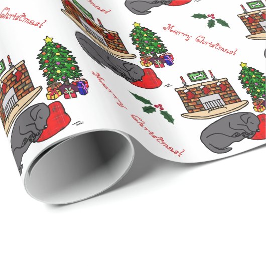 Schwarzes Labrador retriever-Weihnachten Geschenkpapier (Rolleneckpunkt)