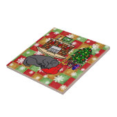 Schwarzes Labrador retriever-Weihnachtsmosaik Fliese (Seite)