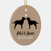 Schwarzes Labrador Retrievers Paar mit Herz-Custom Keramik Ornament (Rechts)