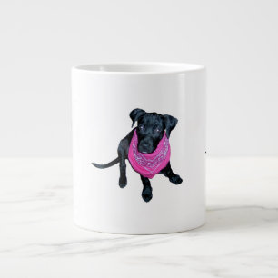 Schwarzes Labrador-Rosabandana-Welpenbild Jumbo-Tasse