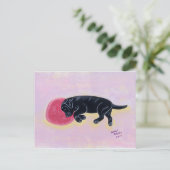 Schwarzes Labrador Schlafgemälde Postkarte (Stehend Vorderseite)