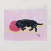 Schwarzes Labrador Schlafgemälde Postkarte (Vorderseite)