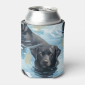 Schwarzes Labrador-Schwimmmuster Dosenkühler (Kanne Vorderseite)