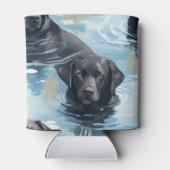 Schwarzes Labrador-Schwimmmuster Dosenkühler (Rückseite)