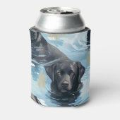 Schwarzes Labrador-Schwimmmuster Dosenkühler (Kanne Rückseite)