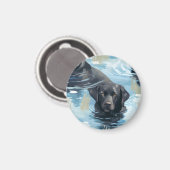 Schwarzes Labrador-Schwimmmuster Magnet (Vorderseite/Rückseite)
