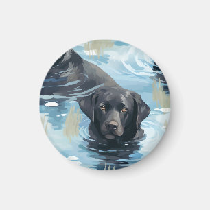 Schwarzes Labrador-Schwimmmuster Magnet