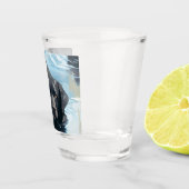 Schwarzes Labrador-Schwimmmuster Schnapsglas (Rechts)