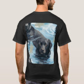 Schwarzes Labrador-Schwimmmuster T-Shirt (Rückseite)