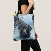 Schwarzes Labrador-Schwimmmuster Tasche (Von Nahem)