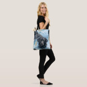 Schwarzes Labrador-Schwimmmuster Tasche (Am Model)