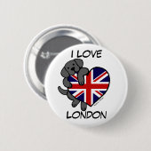 Schwarzes Labrador u. Cartoon des Button (Vorne & Hinten)