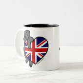 Schwarzes Labrador u. Cartoon des Zweifarbige Tasse (Vorderseite Links)
